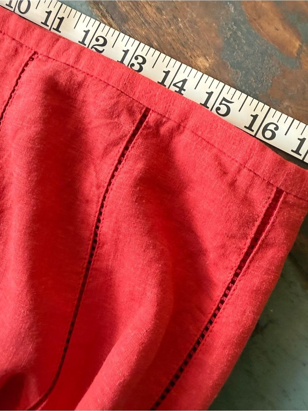 Women’s Linen Blend Trumpet Fit-and-Flare Skirt - fully lined - red - size 1 - Picture 8 of 8